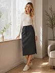 custom elastic waist midi skirt